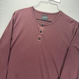 Cuts Elongated Shirt Mens Large Red Long Sleeve Round Neck Pyca Pro Stretch